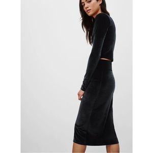 Aritzia Wilfred Free Bela Black Velvet Pencil Skirt Size Small